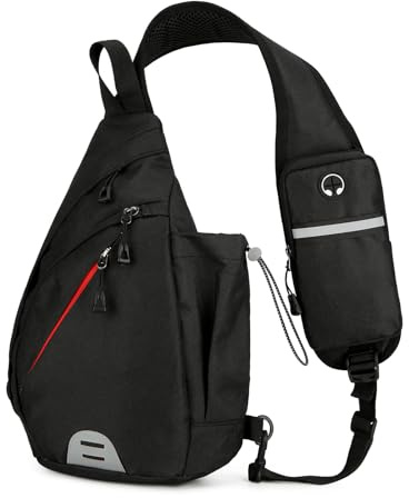 Aucuu Sling Rucksack, Brusttasche Sling Bag Klein, Schultertasche, Multipurpose Crossbody Bag, Crossbody Umhängetasche mit Kopfhörerloch, Schulterrucksack für Wandern Reisen Klettern Herren Damen