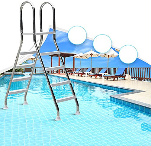 Escalera De Piscina Escalera para Piscina elevada de 52 de Altura, Acero Inoxidable 304, 4 escalones, Carga máxima 500 LB
