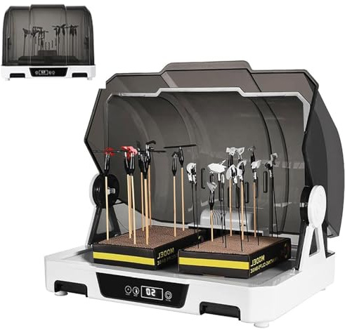 Airbrush Drybooth, 200W Farbtrockner mit Wasserfilterbox und Staubschutz für Grundierung, Ölfarbe, Lack, Farbe auf Wasserbasis, Dörrator für Airbrush-Kit