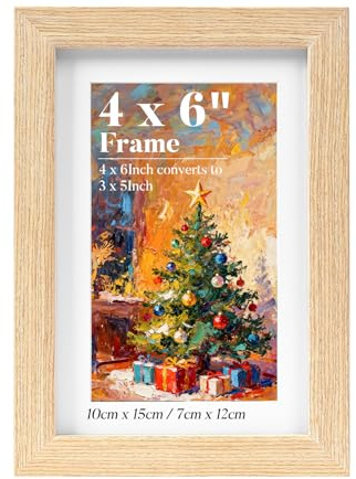 HOUSE DAY Bilderrahmen 10x15, Mini Bilderrahmen Holz, Fotorahmen 10x15 | Massivholz A6 Holzrahmen Klein für Postkartengröße, Familie, Landschaft, Haustier-Gedenkseite, Hochzeit, 1er-Pack