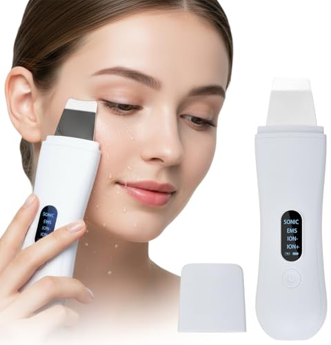 Peeling Ultrasonico Facial, Espatula Ultrasonica con 4 Modos, Espatula para Limpieza Facial, USB Recargable para Limpieza Profunda Eliminar Puntos Negros