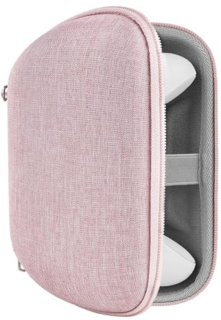 GEEKRIA Controller Travel Case Compatible with Xbox Series X/S & Xbox One, Hard Shell Carrying Bag with Joystick Protection, Cable storage, Controller Retention Strap (Pink)