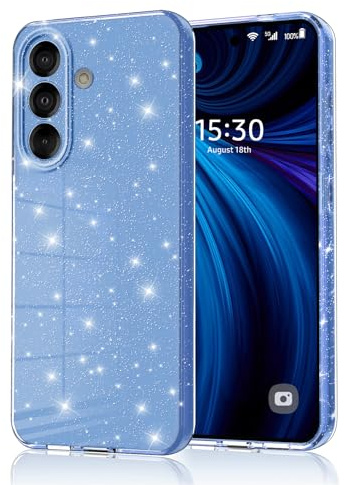 Eherui Mobiltelefonskal för Samsung Galaxy A26 5G glitter, silikon TPU anti-fingeravtryck fodral, stötsäkert skyddsfodral tunt, reptåligt och fallskydd, skyddsfodral för Samsung A26, blå