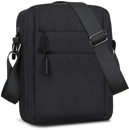 JIIJCAAC Men's Large Capacity Messenger Bag, Crossbody Shoulder Bag(Black)