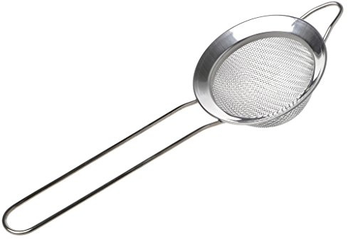 Gissroys Acero inoxidable pantalla redonda colador de harina fina malla filtro trasero tamiz trasero accionamiento de acceso para harina en polvo fijo tamaño victoria de araña Skimmer Paleta con mango