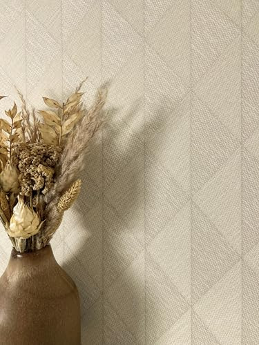 Newroom Tapete Beige Vlies Grafisch - Modern Geometrisch Rauten Linien für Wohnzimmer Schlafzimmer Küche