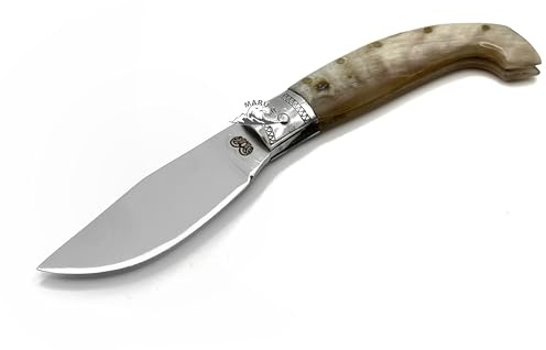 M. Zille Coltello Artigianale Pieghevole Tipo Arburesa In Acciaio Manico Corno tipo Sardo da Collezione Tascabile Caccia