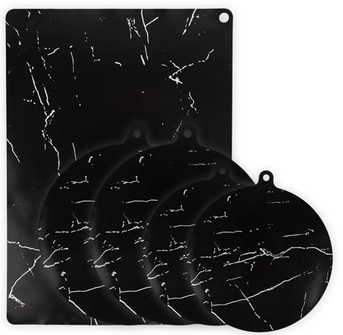5 Piezas Protector Placa Inducción – Protector Vitrocerámica Inducción de Silicona, Antideslizante y fácil de Limpiar, Cubierta Duradera para Placa de inducción (Resistente al Calor hasta 260°) | Alfombrillas de inducción antideslizantes de silicona con efecto mármol, 3 tamaños, resistentes al calor hasta 260 °C