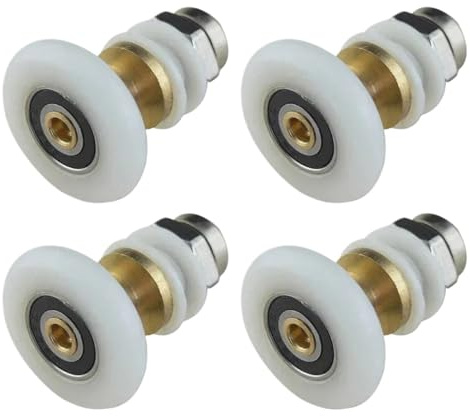 Rulli per porte doccia 4 pezzi 20/23/25/27/28 mm di diametro for porte scorrevoli in vetro for doccia, ruote sospese, pulegge eccentriche for mobili da bagno(28.0mm)