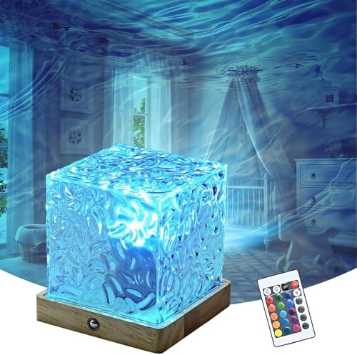 Lamps Cube Ocean Galaxy Projector Lamp, 16 Colours Ocean Wave Aurora Light Rechargeable | Northern Galaxy Lights Sensory Night Light Projector for Bedroom & /Party/Game Rooms, Infinitely dimmable