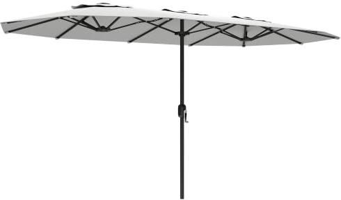 Outsunny Sombrilla Doble 4,6x2,6 m con Manivela Manual UV50 Blanco | Sombrilla Terraza Exterior, Funda Protectora, Resistente al Agua, Parasol para Jardín, Terraza, Patio