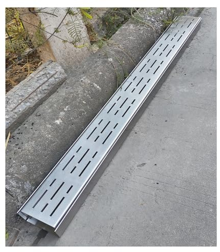Canaletta scolo acqua piovana robusto，scarico in acciaio inox a canale stretto，canale di drenaggio stretto in acciaio inox 304，Filtri Lineari per Grondaie Giardino Terrazza(H3*W5CM/H1.18*W1.96IN)