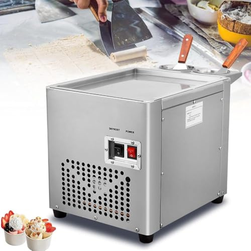 Macchina per gelato con compressore e 2 raschietti, macchina commerciale per gelato fritto per deliziosi dolcetti arrotolati