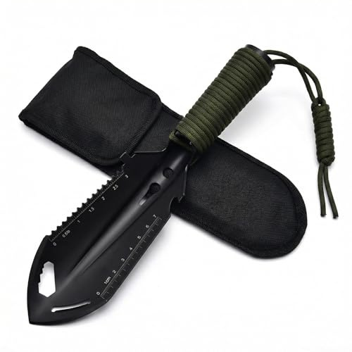 Mini Garden Shovel Multifunctional Hand Shovel Black Stainless Steel Lightweight and Compact Ideal as Camping Shovel for Beach and Survival with Oxford Bag