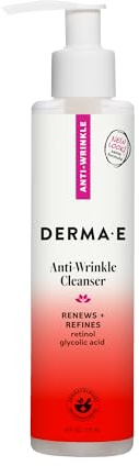 Derma E Anti-Wrinkle Cleanser – Anti-Aging Face Wash with Glycolic Acid and Vitamin A – Gentle Cleansing and Exfoliating Facial Wash Removes Makeup, Oil and Impurities, 6 oz
