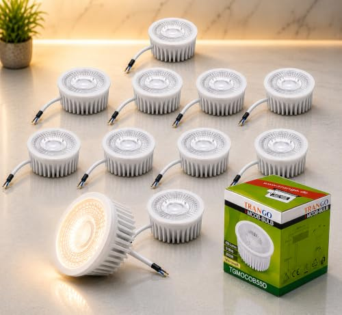 Trango 10er Pack MOCOBSD-10 dimmbar LED Modul Ultra Flach H: 23mm - 3000K warmweiß zum Austauschen GU10 & MR16 Halogen Leuchtmittel für Einbauleuchten, Deckenstrahler, Einbaustrahler, Deckenleuchte