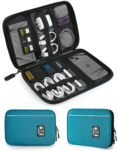 BAGSMART Elektronisk väska, praktisk elektronikväska, resa för mobiltelefon, laddkabel, powerbank, USB-minnen, SD-kort (blå)