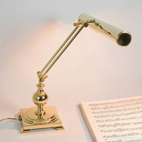 Licht-Erlebnisse Exclusivo Lámpara de piano dorado con 24 Quilate Lámpara de piano 1x E14 hasta 40 Vatios Lámpara De Mesa Lámpara De Escritorio Lámpara de piano Lámpara de piano