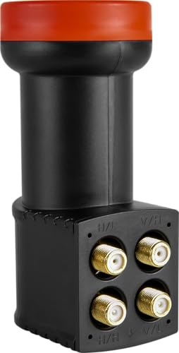 Megasat Diavolo Quattro LNB – Universal-LNB (für Betrieb an Multischalter, vergoldete F-Anschlüsse, für höchste Ansprüche, 0,1 dB Rauschmaß) – Schwarz/Rot | Vergoldete F-Anschlüsse, für höchste Ansprüche, 0,1 dB Rauschmaß