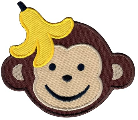 PatchMommy Affe Aufnäher zum Aufbügeln für Kinder, 7,5 x 9 cm | Gesticktes Bügelbild, Patch & Applikation für Baby- und Kinderkleidung & Rucksäcke – zum Aufbügeln oder Aufnähen