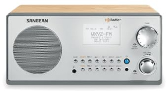 Sangean HDR-18 HD Radio/FM-Stereo/AM Wooden Cabinet Table Top Radio Silver