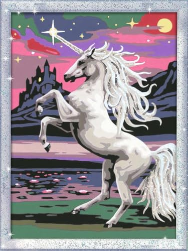 Ravensburger CreArt Magisches Einhorn - Malen nach Zahlen ab 9 Jahre | Mit Glitzer, Malset mit Rahmen, Pinsel und Acrylfarben, Geschenk für Mädchen und Jungen