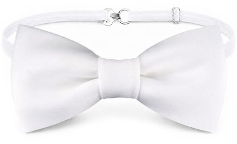 TigerTie - Småbarn, babyfluga i enfärgad, enfärgad med elastiskt band, 29 till 40 cm, justerbar halsomkrets + förvaringslåda, Vit