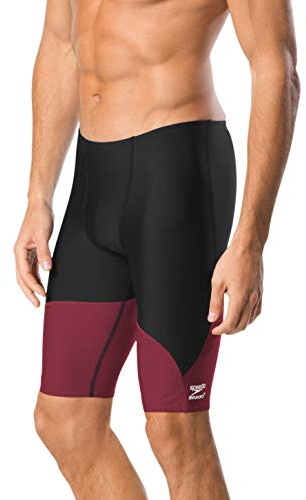 Speedo Swimsuit Jammer Endurance+ Splice Team Colors Short, Grenat/Noir, 28 Homme