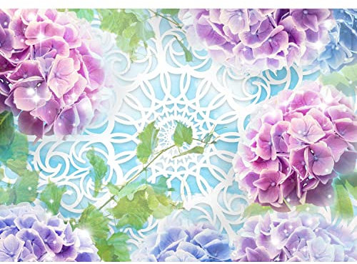Runa Art Papier peint intissé Mural Fleur hortensia mandala Moderne Toison Salon Chambre à Coucherr Salle - Tableaux Muraux Tapisserie Photo - violet-bleu 9415010b