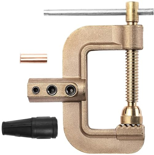 H HZXVOGEN 400A C-Style Welding Ground Clamp, Heavy Duty Solid Brass Earth Clamp with Screw Lock, 2.3 Jaw Opening for TIG/MIG/Stick Welders, 1.65 lbs