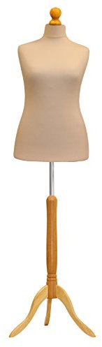 Tailors Dummy Size 16/18 Female Dressmakers Fashion Mannequin Students Cream With Lightwood Stand