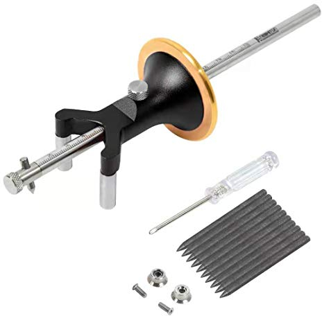 Newkiton Wheel Marking Gauge Multi with Dual Function, 1 Bearing Wheel Cutter, 1 Locked Wheel Cutter, 1 Metal Pin, 10 Woodworking Pencils, 1 Screwdriver Included (Black)