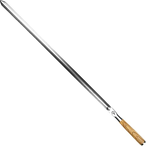 Forged Churrasco - Spiedini per barbecue, 70 cm, manico in legno d'ulivo, in acciaio INOX, forma a V