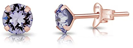 Orecchini Lilla - Orecchini Oro Rosa - Orecchini Punto Luce Argento 925 Placcati Oro Rosa - Orecchini con Brillantini - Orecchini a Perno - Orecchini Donna Colorati