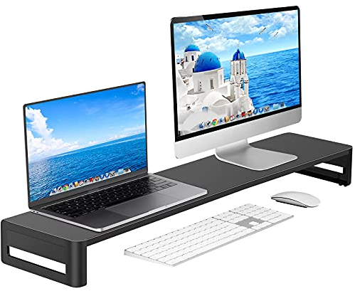 VAYDEER Doppelmonitor-Ständer, Metall Ständer für 2 Monitore bis 32 Zoll, PC/Laptop Bildschirmständer aus Metall - Schwarz.