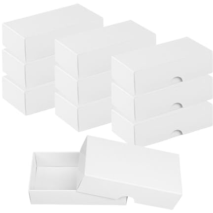 Natürlich verpacken Faltschachtel 5,4 x 10,5 x 2,5 cm, Weiß, mit Deckel, Karton - 10 Schachteln/Set