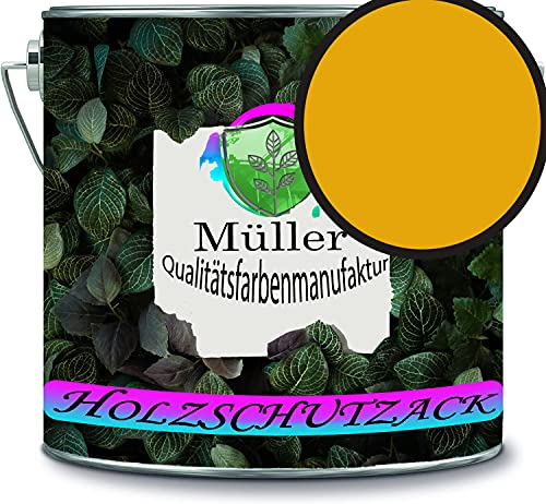 Müller - Vernice protettiva per legno, resistente alle intemperie, protezione a lungo termine dagli agenti atmosferici, colore protettivo per legno RAL 1004, colore: giallo oro