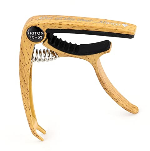 Filhome Personalisiertes Gitarre Kapodaster Einhand für Akustik E-Gitarre Ukulele Als ein Geschenk (Helles Holz)