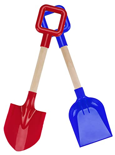 FYEPAGU Sandspielzeug Schaufel Kinder 40 cm Strandspaten Schaufel Schneeschaufel Spielzeug,2 Stück Rot Blau ABS-Kunststoff Gartengeräte mit Holzgriff Geschenkset für Jungen Mädchen