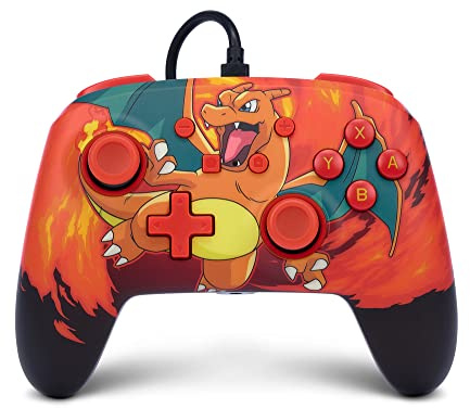 PowerA Verbesserter Controller für Nintendo Switch – Pokémon: Charizard Vortex, Gamepad, Kabelgebunden, Offiziell Lizenziert