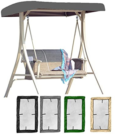 Hollywoodschaukel Dachbezug 3 Sitzer, Ersatzdach Gartenschaukel Universal Hollywoodschaukel, Wasserdicht UV-Schutz für Ersatz Bezug Sonnendach,191x120x18cm