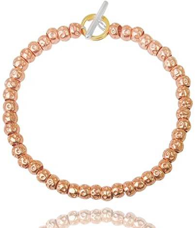 Bracciale da donna a granelli,in argento 925 con placcatura oro rosa, realizzato su misura in tutte le taglie