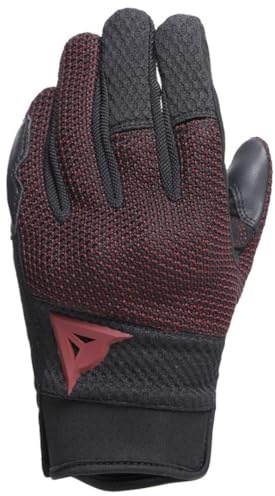 Dainese - Torino Woman Gloves, Guantes de Moto Textiles, Protectores de Nudillos, Pantalla Táctil, Guantes de Moto para Mujer, Negro/Apple-Butter, M