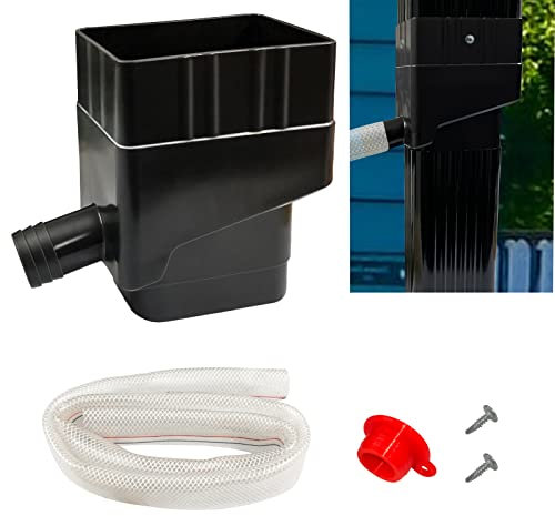 Shunfaji Recuperador de agua de lluvia para conductos rectangulares con manguera (1M), 2 x 3 (Negro)