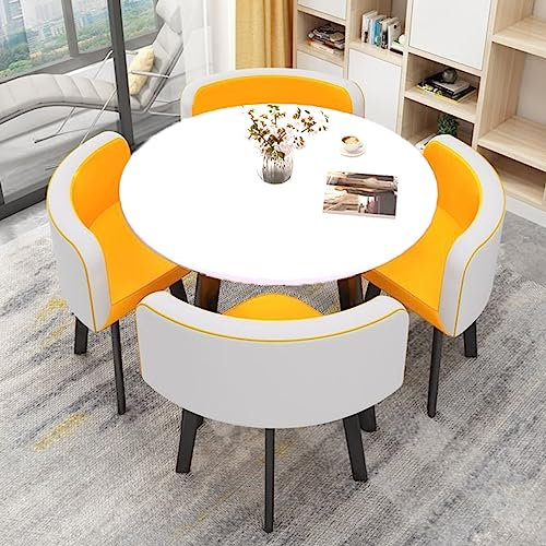 MAxba Essgruppe Esstisch mit 4 Stühlen Set Konferenztisch mit Stühlen Set Balkon Esstisch Set 4 Personen Küchentisch mit Stühlen (Color : Dark Yellow)