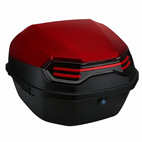 JUNNIU 30L Motorrad Tour Heckbox Roller Kofferraum Gepäck Topcase Schloss Aufbewahrungskoffer mit Rückenlehnenmontage/Rot Decoration