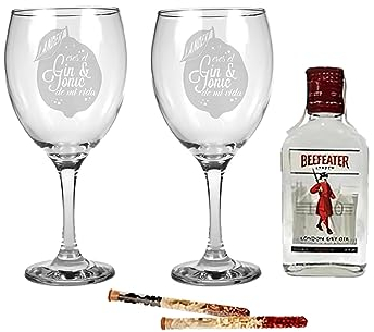 2 copas de Gin Tonic + botella Beefeater + 2 botánicos VI · Creaciones Mikeldi