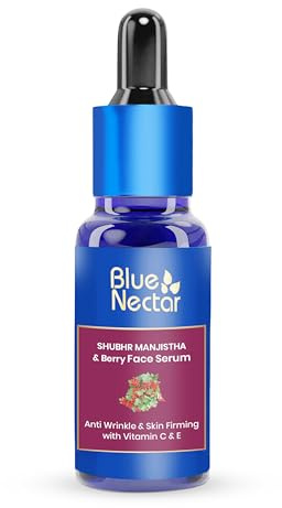 Blue Nectar Manjistha Vitamin C Gesichtsserum gegen Falten | Fortschrittliche Anti-Aging-Formel mit Kraft von Vit C & E | Für strahlende Haut mit strahlenden Beeren (13 Kräuter, 30 ml)