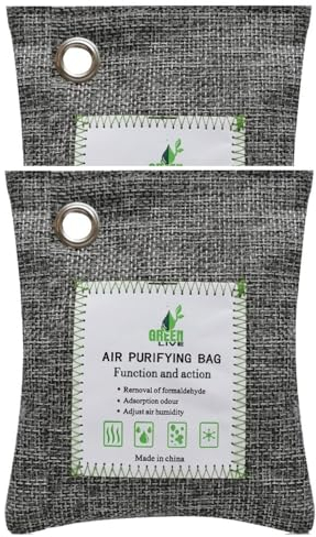 Bolsas de carbón activado,2 piezas (100gX2) Bolsa Desodorante,Activo Ambientador,Deshumidificador,Purificador De Aire,Aire Natural Absorbentes,para zapatos,coche,cocina,baño,nevera,oficina