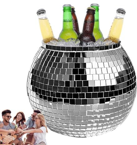 Disco-Eiseimer, Groovy Gläser, Eiskübel aus Kunststoff mit Discokugel, Diskokugeln, reflektierende Gläser für Cocktails, Champagner, Bier, Wein, Wanne